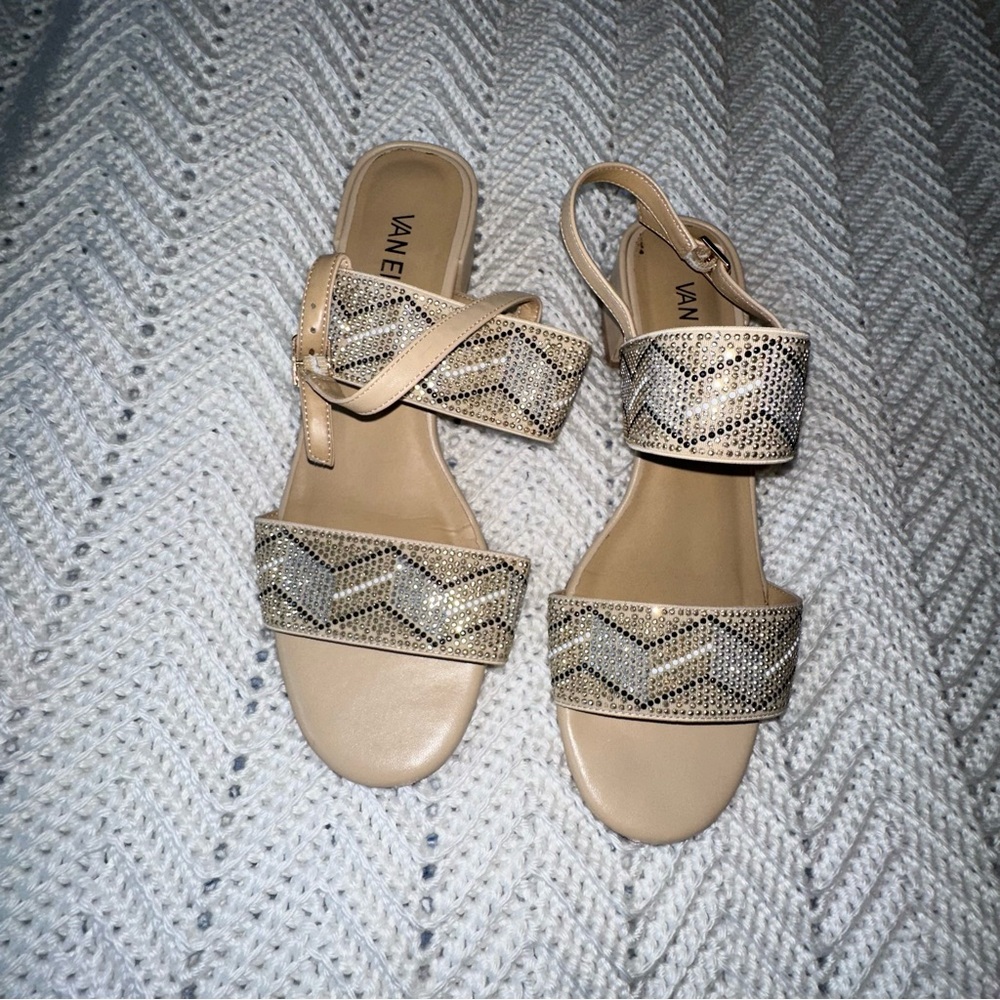 Vaneli studded metallic sandals for women/9.5